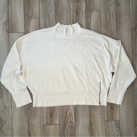 Old Navy Loose Mock Neck Side Zip Tan Sweatshirt 2X - Picture 2 of 6